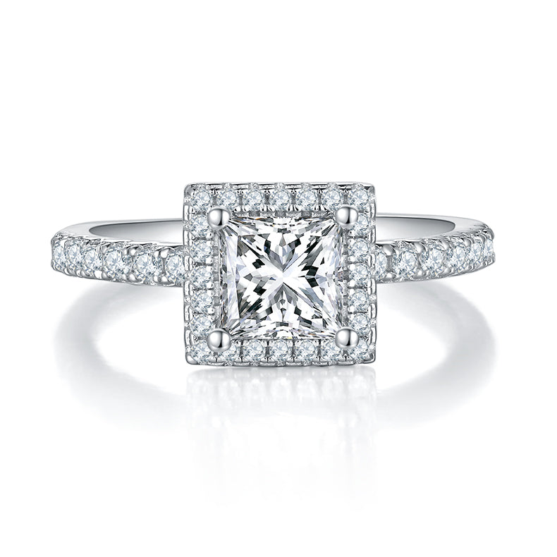 Square Moissanite Set With Top-quality Moissanite Luxury And Fashionable Light Luxury Jewelry Silver Ring S925 Silver Electroplated With Platinum - Zentrova