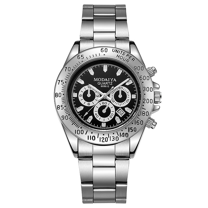Silicone Steel Band Calendar Watch For Men Quartz Timepiece - Zentrova