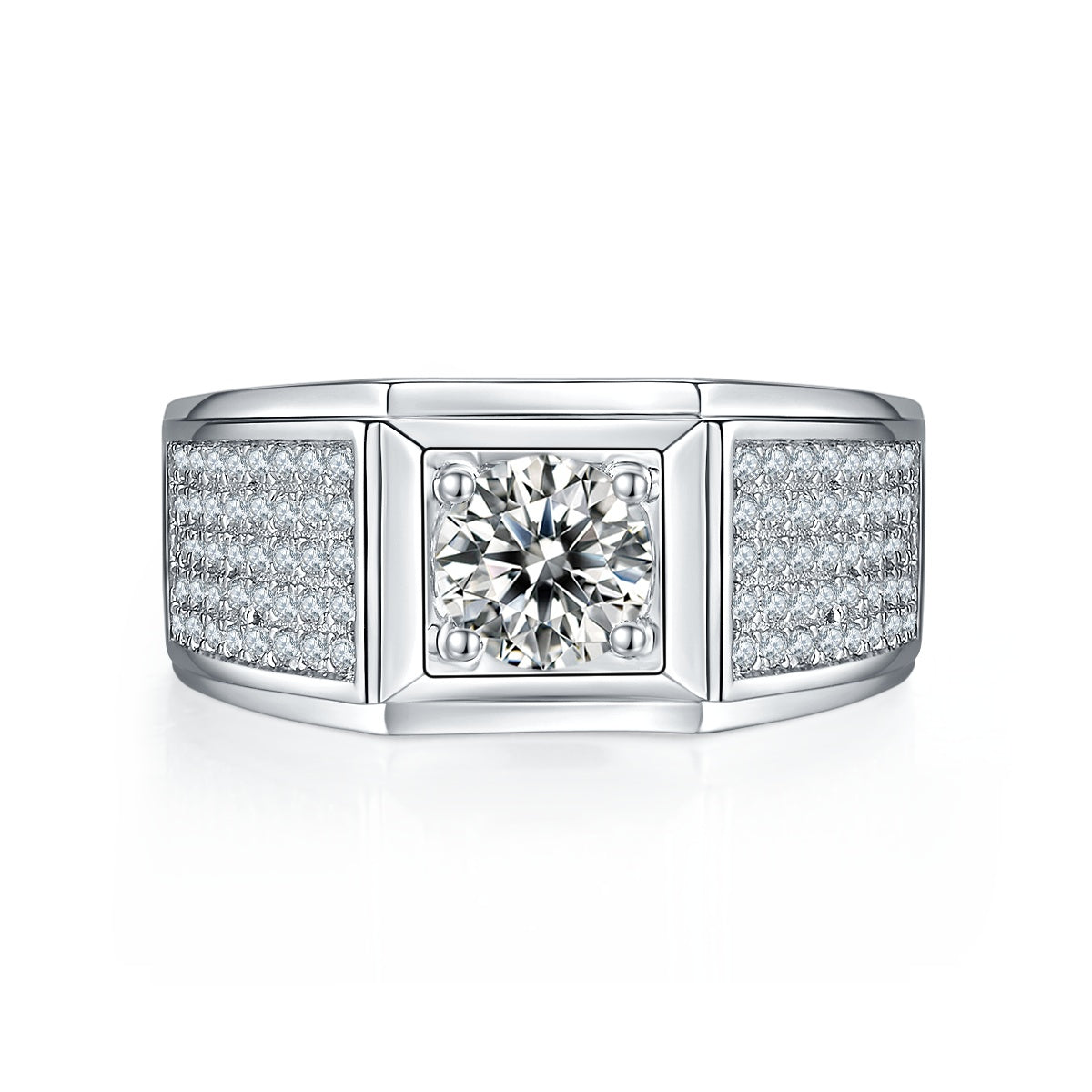 Men's 1-carat Luxury And Fashionable Light Luxury Jewelry Silver Ring Set With Top-quality Moissanite, S925 Silver-plated Platinum - Zentrova