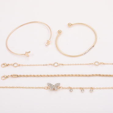 Simple Butterfly-Shape Open-End Rhinestone Bracelet For Women - Zentrova - Alternative View