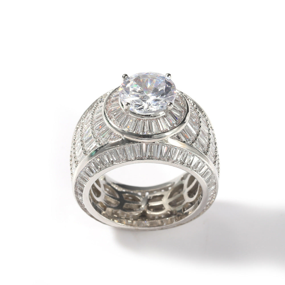 Copper Inlaid Zircon Men's Ring With Diamonds For Couples Rings - Zentrova