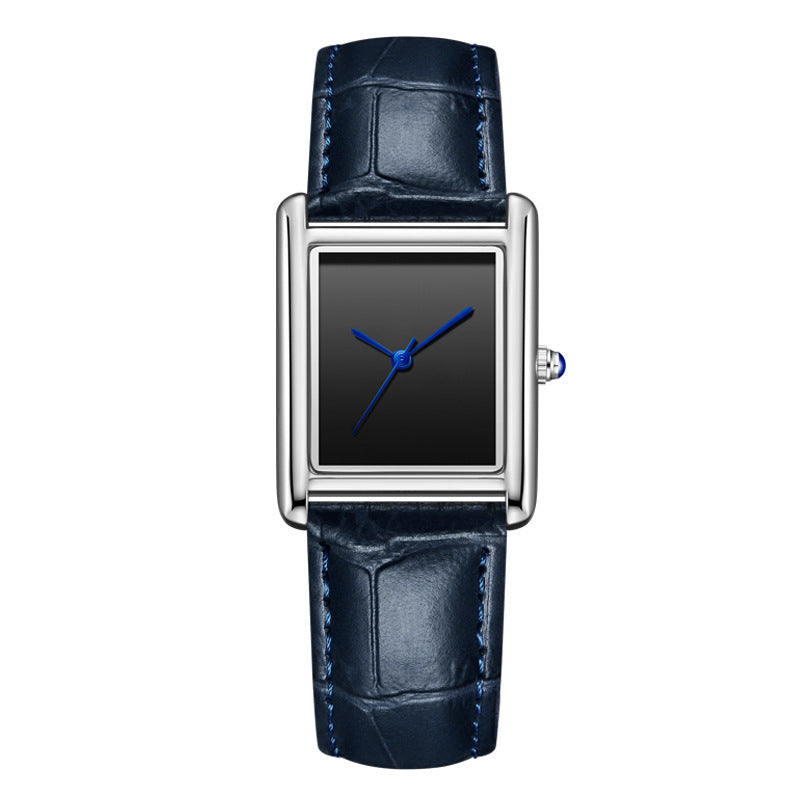 Couple Leather Watch Strap Simple Square Student's Watch Waterproof - Zentrova