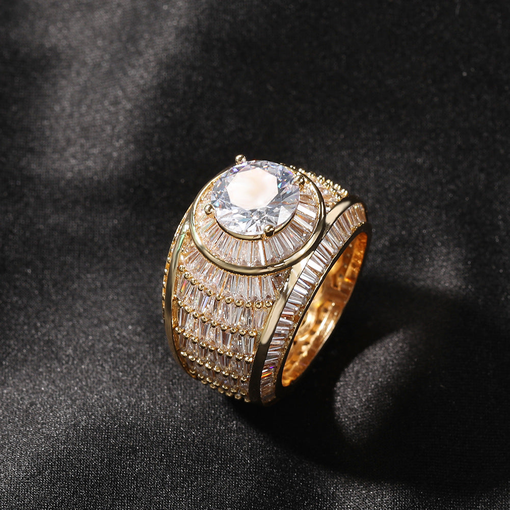 Copper Inlaid Zircon Men's Ring With Diamonds For Couples Rings - Zentrova