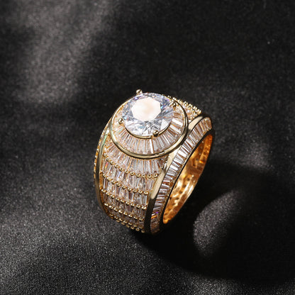 Copper Inlaid Zircon Men's Ring With Diamonds For Couples Rings - Zentrova